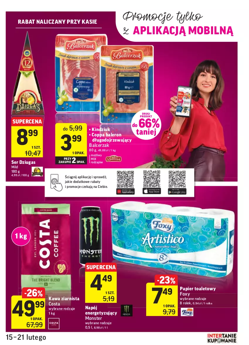 Gazetka promocyjna Intermarche - Gazetka promocyjna - ważna 15.02 do 21.02.2022 - strona 7 - produkty: Foxy, Kawa, Kawa ziarnista, Kindziuk, Mobil, Napój, Papier, Papier toaletowy, Ser