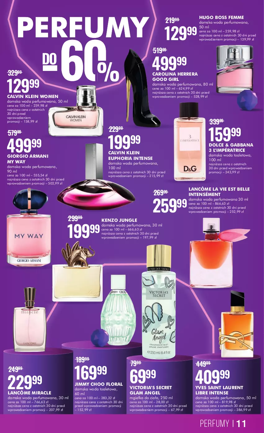 Gazetka promocyjna Super Pharm - Gazetka - ważna 14.02 do 01.03.2023 - strona 11 - produkty: Bell, Calvin Klein, Carolina Herrera, Flora, Giorgio Armani, Hugo Boss, Jimmy Choo, Kenzo, Lancôme, Laur, Perfum, Woda, Woda perfumowana, Woda toaletowa, Yves Saint Laurent