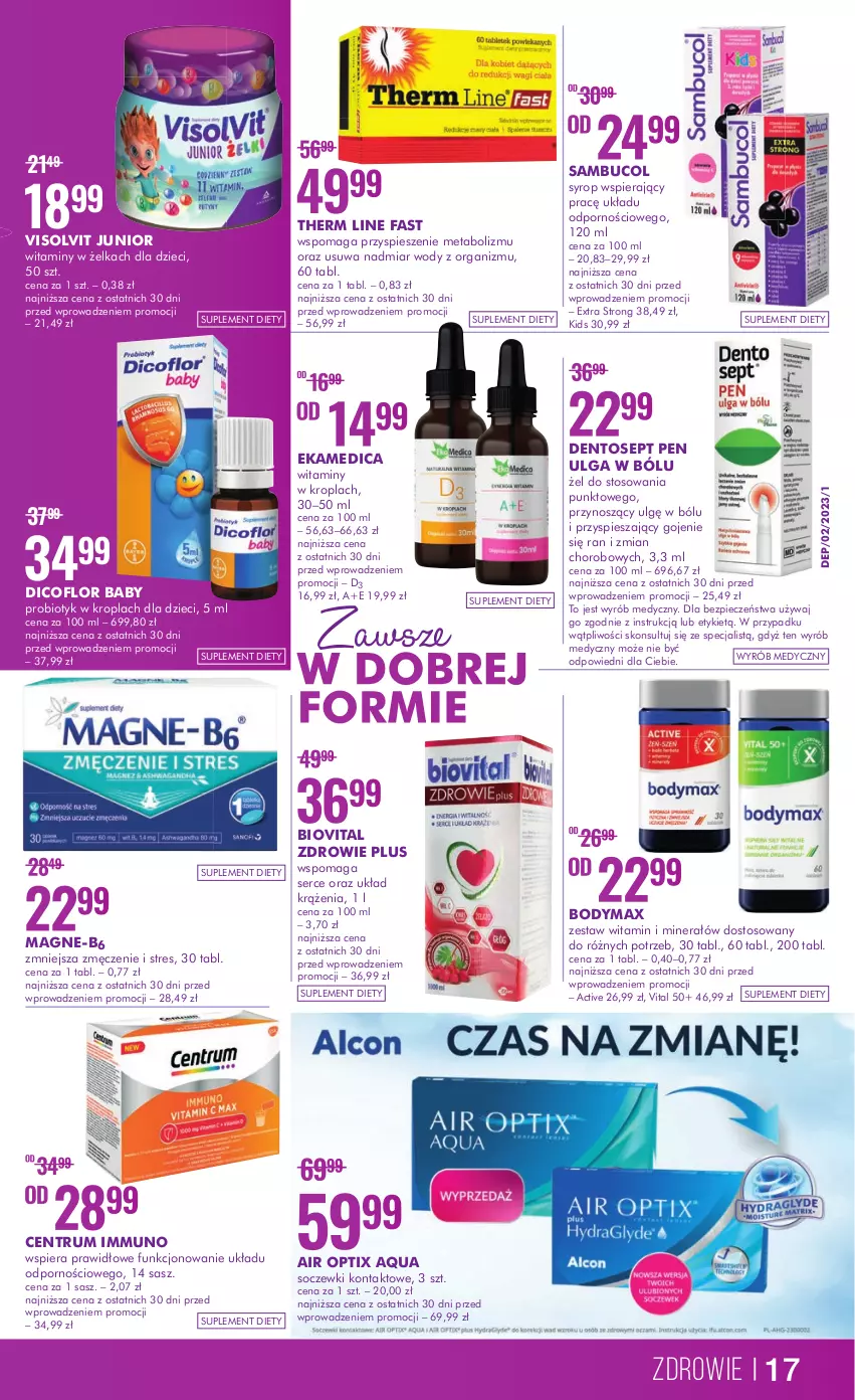 Gazetka promocyjna Super Pharm - Gazetka - ważna 14.02 do 01.03.2023 - strona 17 - produkty: Biovital, Body, Bodymax, Dicoflor, Dzieci, Fa, LG, Piec, Por, Probiotyk, Rum, Ser, Soczewki kontaktowe, Suplement diety, Syrop, Therm Line, Zdrowie