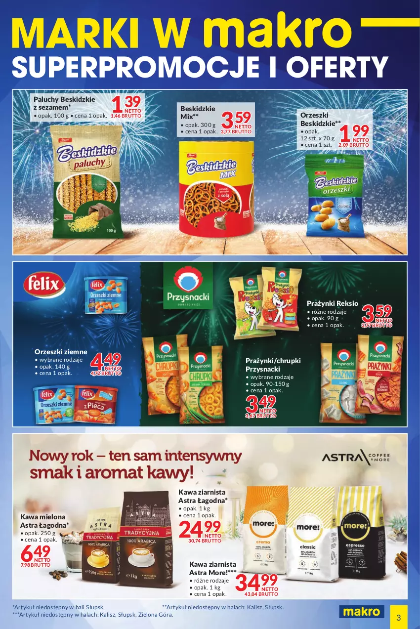 Gazetka promocyjna Makro - [Oferta specjalna] Marki w MAKRO - ważna 27.12.2021 do 05.01.2022 - strona 3 - produkty: Beskidzki, Chrupki, Kawa, Kawa mielona, Kawa ziarnista, Orzeszki, Orzeszki ziemne, Przysnacki, Sezam