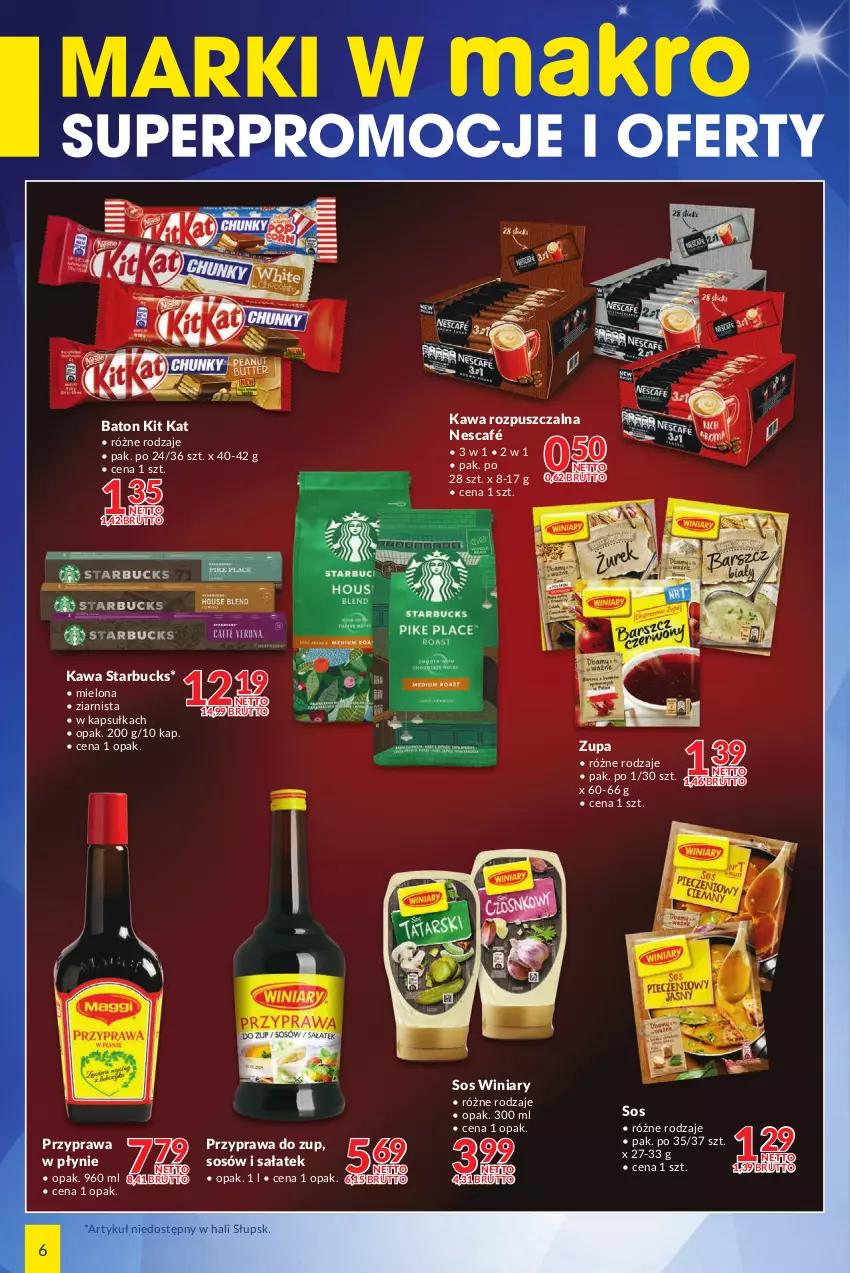 Gazetka promocyjna Makro - [Oferta specjalna] Marki w MAKRO - ważna 27.12.2021 do 05.01.2022 - strona 6 - produkty: Baton, Kawa, Kawa rozpuszczalna, Kit Kat, Nescafé, Przyprawa w płynie, Sałat, Sos, Winiary, Zupa