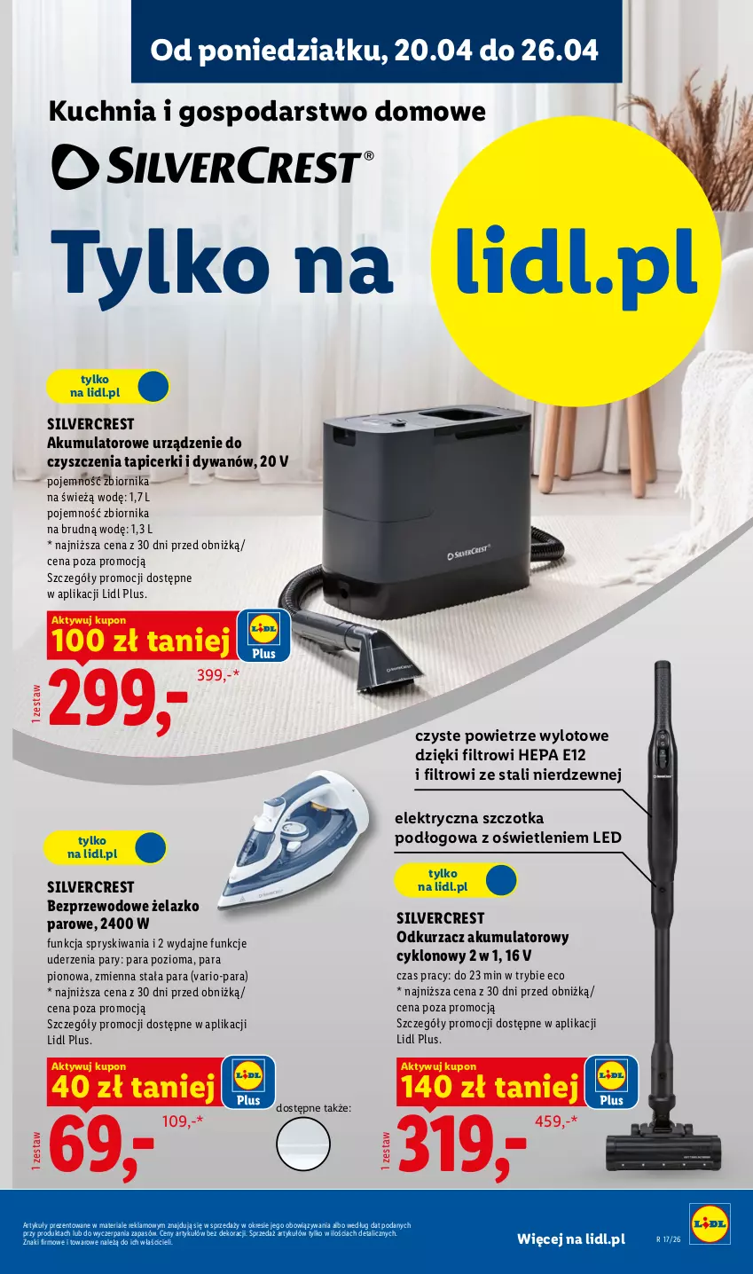 Gazetka promocyjna Lidl - Katalog ważny od 20.04 - ważna 20.04 do 26.04.2026 - strona 15 - produkty: Akumulator, Dywan, Kuchnia, Odkurzacz, Silvercrest, Szczotka