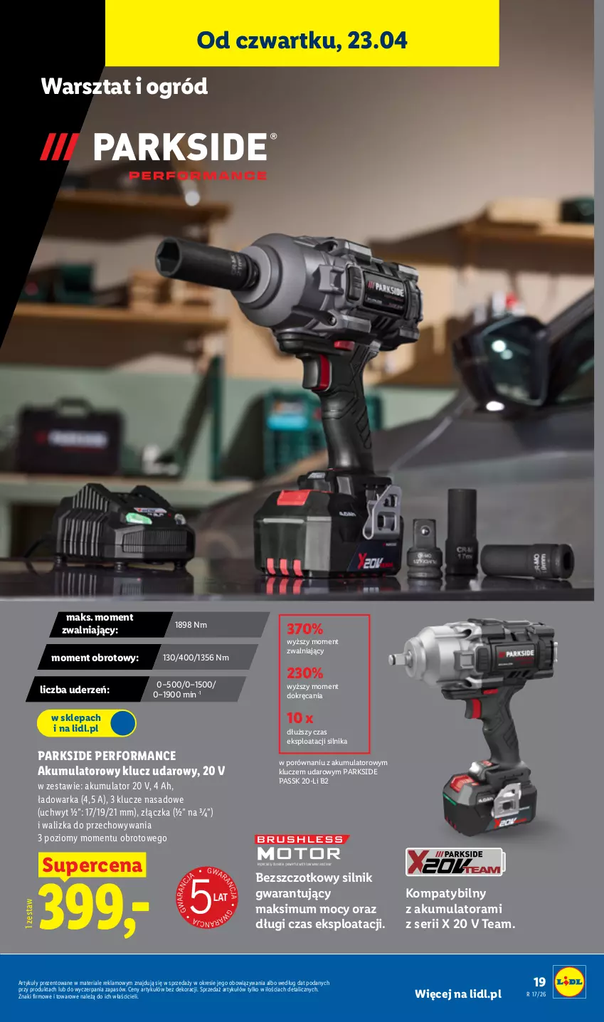 Gazetka promocyjna Lidl - Katalog ważny od 20.04 - ważna 20.04 do 26.04.2026 - strona 31 - produkty: Akumulator, Klucz udarowy, Ogród, Parkside, Por, Ser, Walizka, Warka