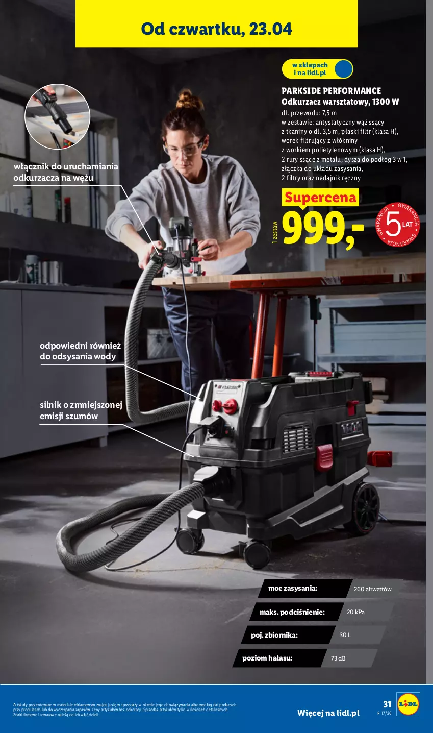 Gazetka promocyjna Lidl - Katalog ważny od 20.04 - ważna 20.04 do 26.04.2026 - strona 43 - produkty: Odkurzacz, Odkurzacz warsztatowy, Parkside