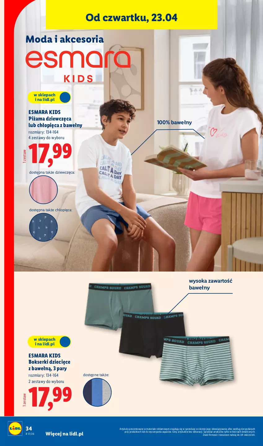 Gazetka promocyjna Lidl - Katalog ważny od 20.04 - ważna 20.04 do 26.04.2026 - strona 46 - produkty: Bokserki, Dzieci, Moda, Piżama, Ser, Sok