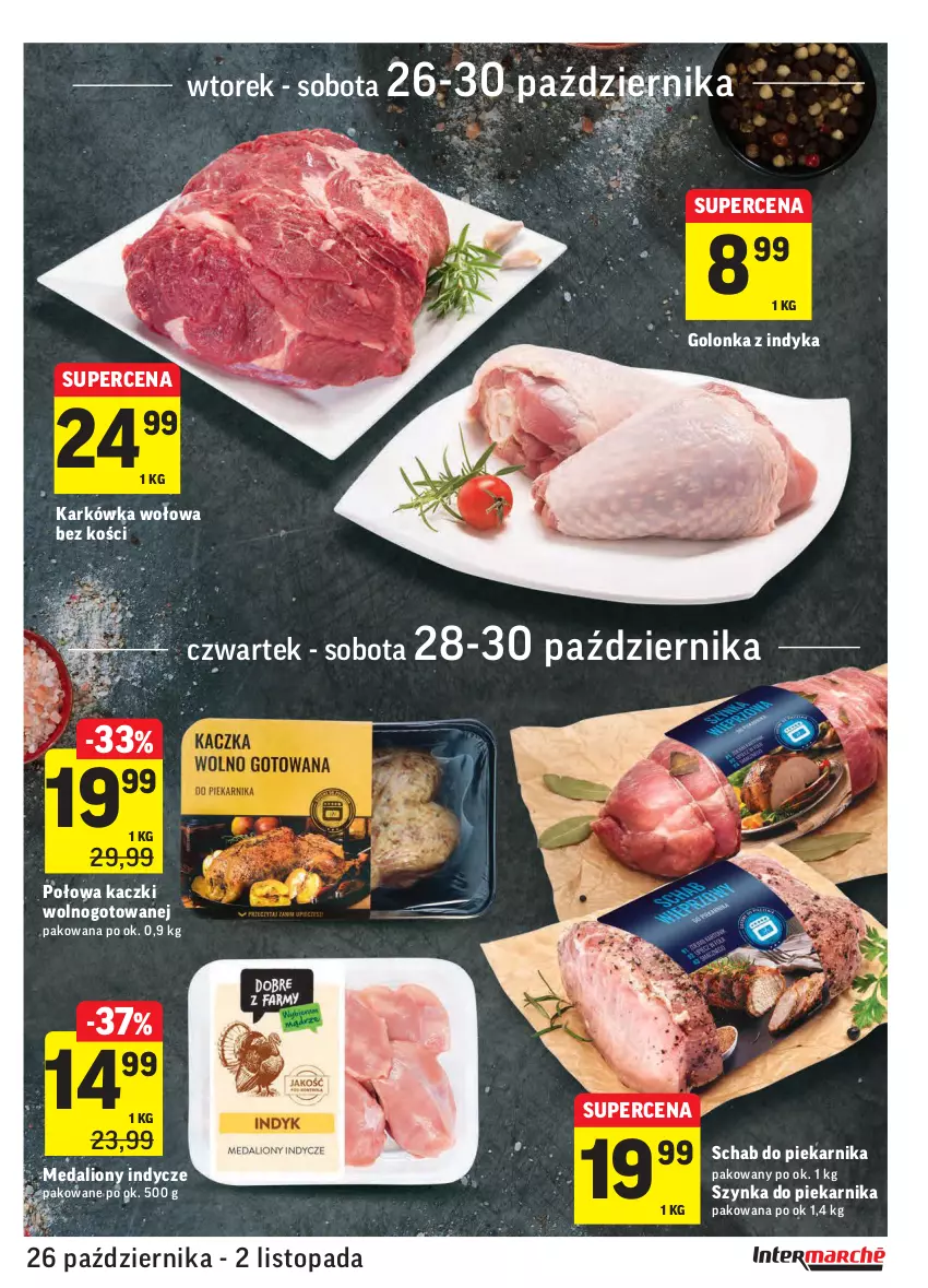 Gazetka promocyjna Intermarche - Wszystkich świętych - ważna 26.10 do 02.11.2021 - strona 15 - produkty: Golonka z indyka, Lion, Medaliony indycze, Piekarnik, Szynka, Top