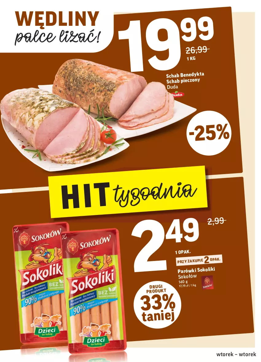 Gazetka promocyjna Intermarche - Wszystkich świętych - ważna 26.10 do 02.11.2021 - strona 16 - produkty: Duda, Parówki, Parówki sokoliki, Piec, Schab pieczony, Sok