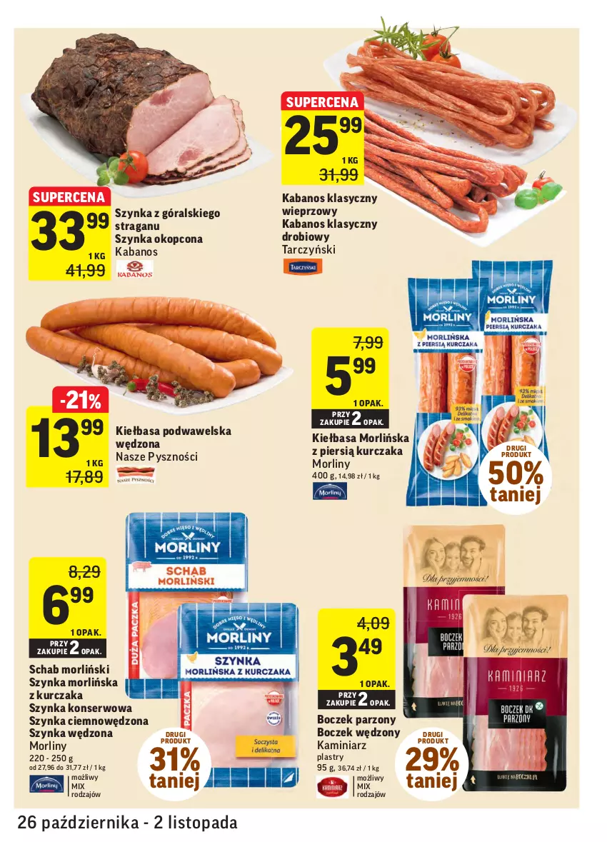 Gazetka promocyjna Intermarche - Wszystkich świętych - ważna 26.10 do 02.11.2021 - strona 17 - produkty: Boczek, Kabanos, Kiełbasa, Kiełbasa podwawelska, Kurczak, Morliny, Ser, Szynka, Szynka konserwowa, Tarczyński, Top, Wawel