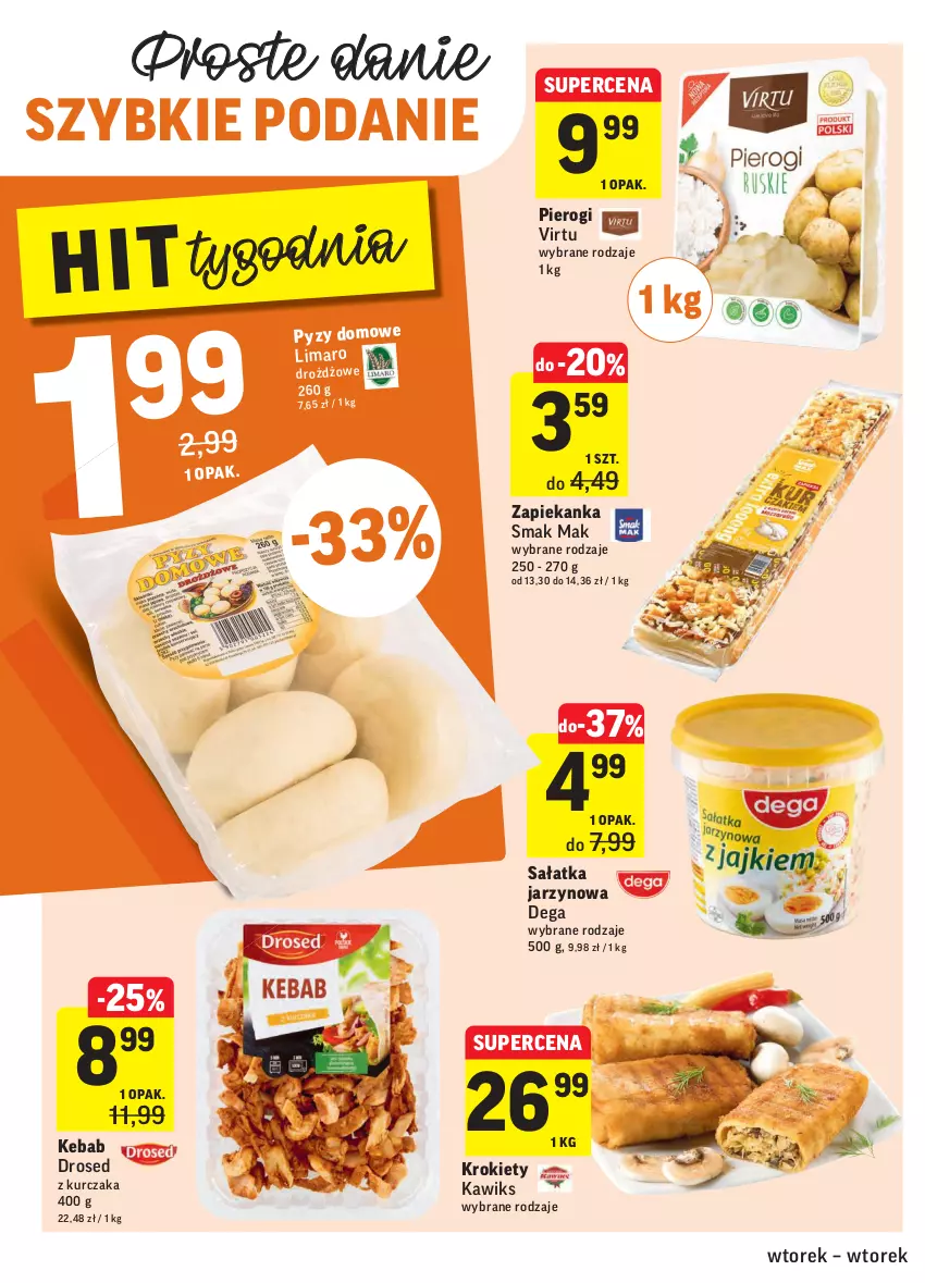 Gazetka promocyjna Intermarche - Wszystkich świętych - ważna 26.10 do 02.11.2021 - strona 22 - produkty: Dega, Kebab, Krokiety, Kurczak, Pierogi, Sałat, Sałatka, Virtu, Zapiekanka