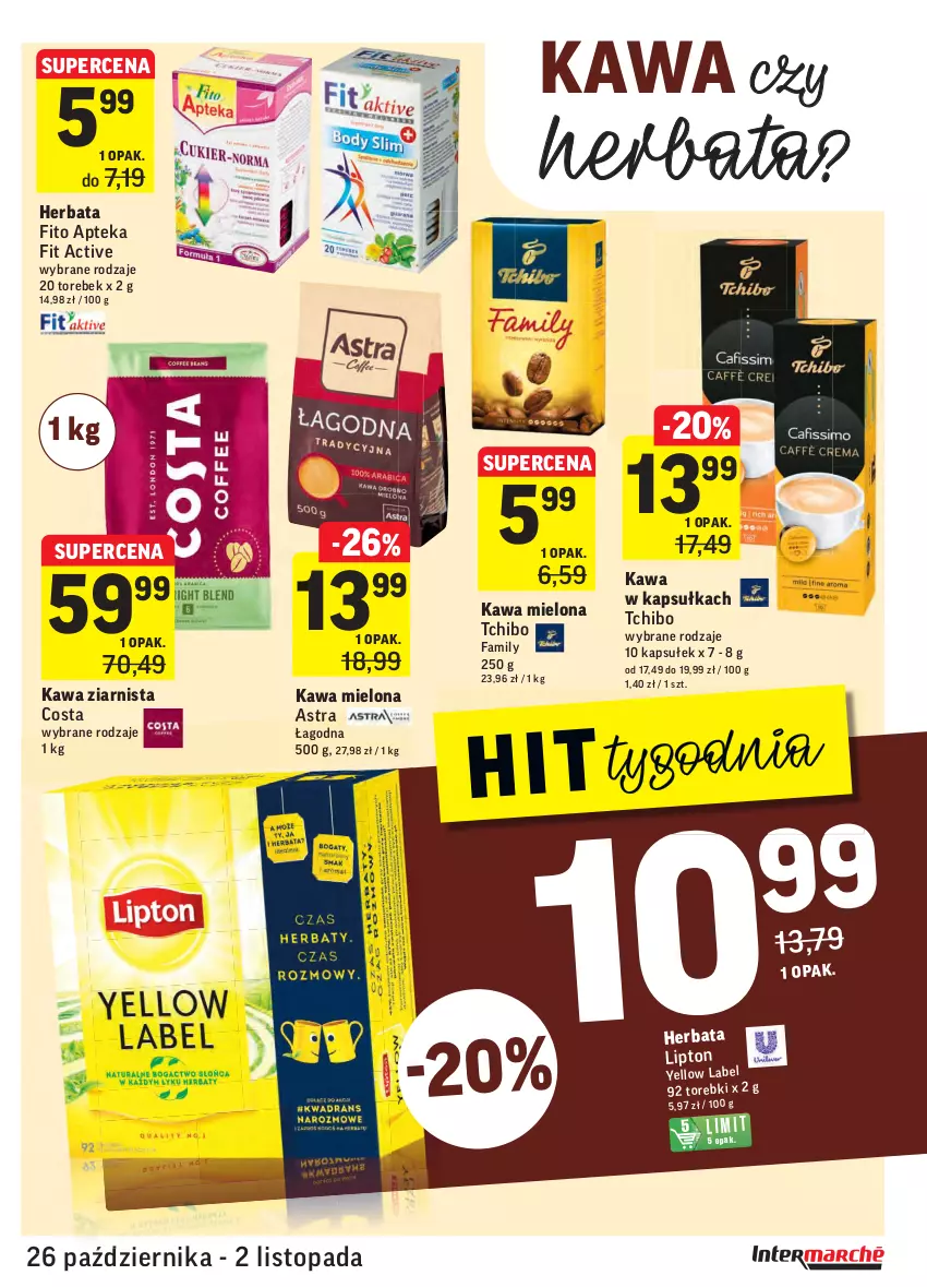 Gazetka promocyjna Intermarche - Wszystkich świętych - ważna 26.10 do 02.11.2021 - strona 29 - produkty: Apteka, Fa, Herbata, Kawa, Kawa mielona, Kawa ziarnista, Lipton, Tchibo, Tchibo Family, Top