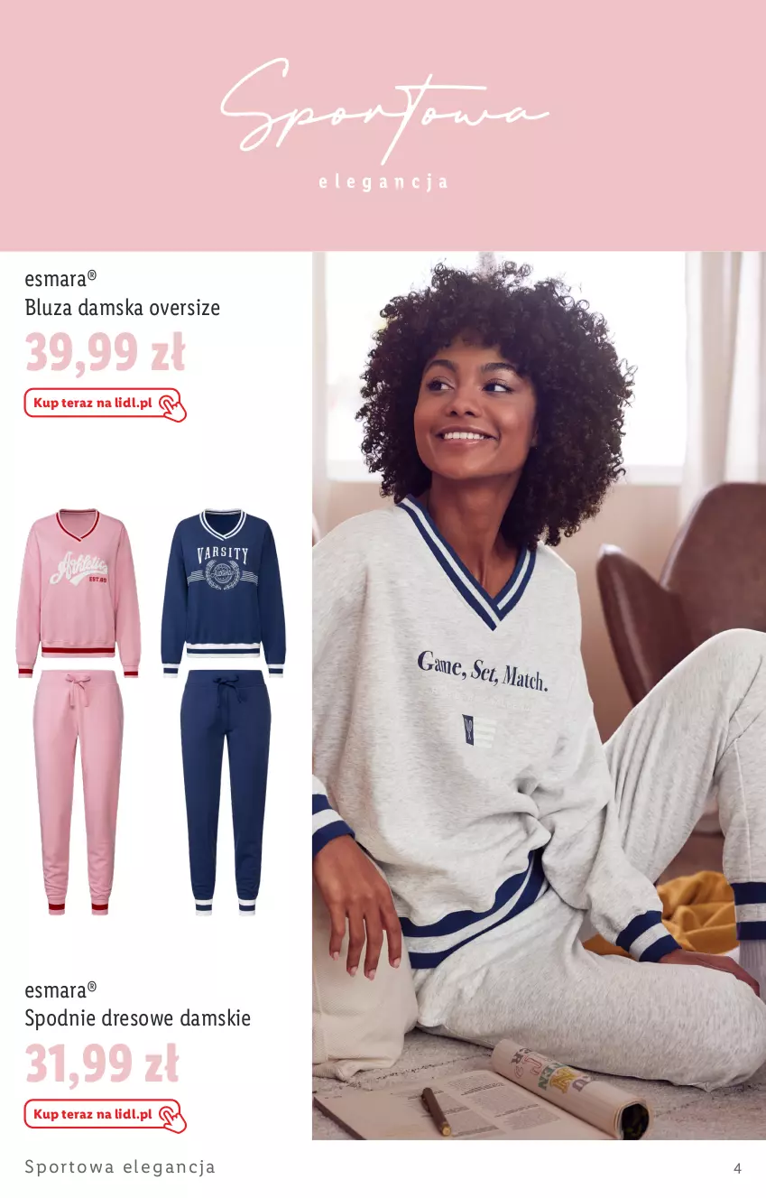 Gazetka promocyjna Lidl - KATALOG MODA WIOSNA 2024 - ważna 16.02 do 31.03.2024 - strona 4 - produkty: Bluza, Dres, Por, Spodnie, Spodnie dresowe, Sport, Tera