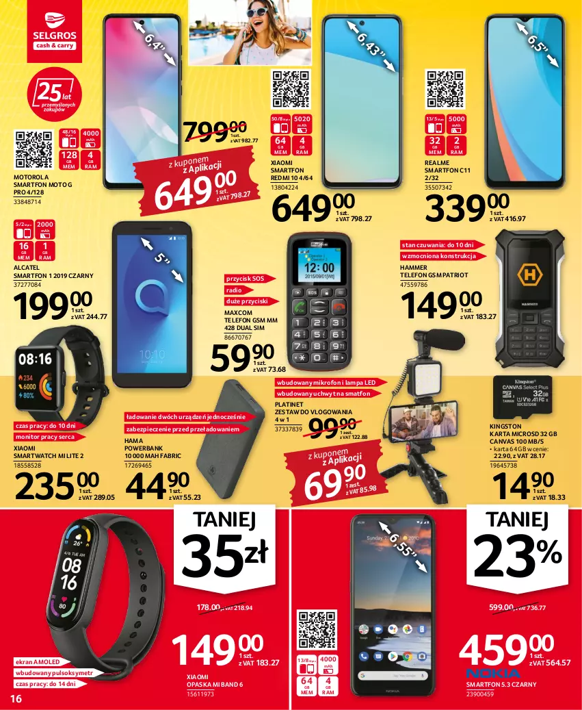 Gazetka promocyjna Selgros - Oferta przemysłowa - ważna 15.06 do 29.06.2022 - strona 16 - produkty: Amol, Fa, Hama, Lampa, Lampa LED, Mikrofon, Monitor, Motorola, Opaska, Piec, PLATINET, Powerbank, Pulsoksymetr, Ser, Smartfon, Smartwatch, Sok, Sos, Telefon