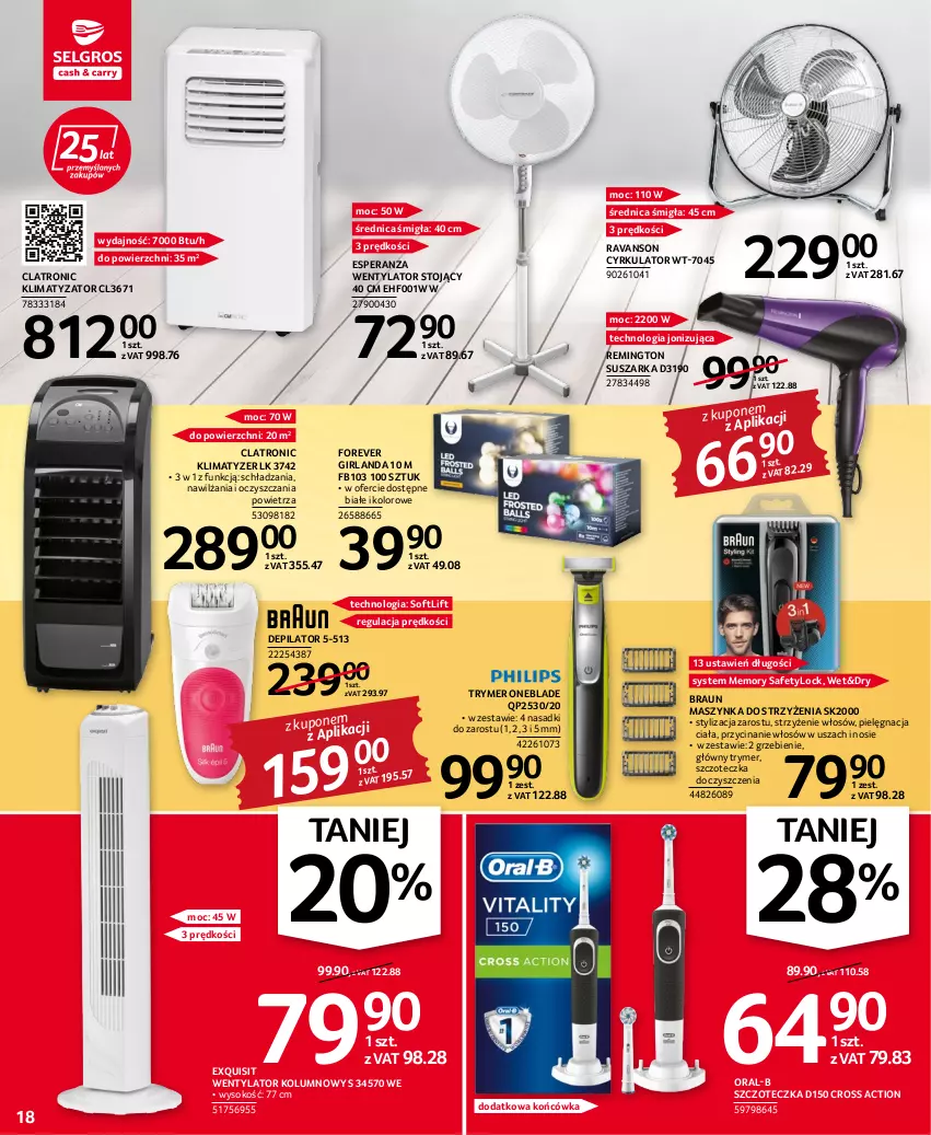 Gazetka promocyjna Selgros - Oferta przemysłowa - ważna 15.06 do 29.06.2022 - strona 18 - produkty: Braun, Depilator, Girlanda, K2, Maszynka, Remington, Sok, Suszarka, Szczoteczka, Szynka