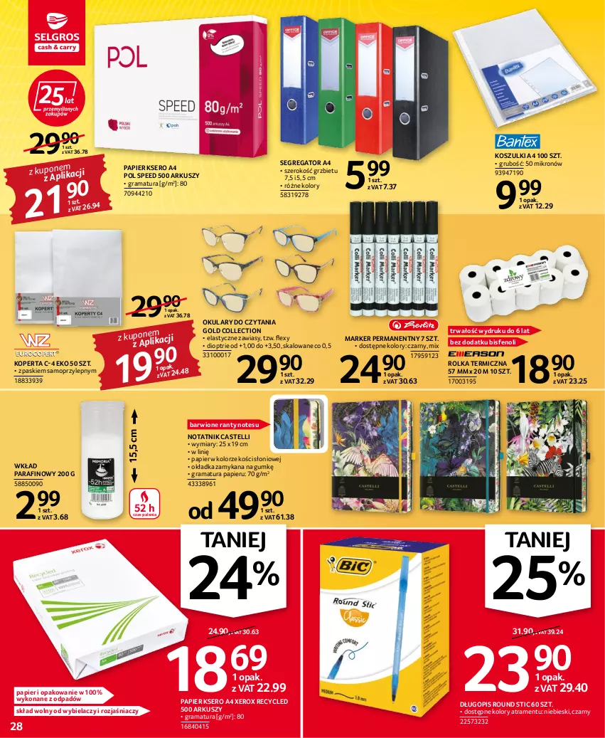 Gazetka promocyjna Selgros - Oferta przemysłowa - ważna 15.06 do 29.06.2022 - strona 28 - produkty: Długopis, Gra, Kosz, Marker, Mop, Okulary do czytania, Papier, Rama, Ser