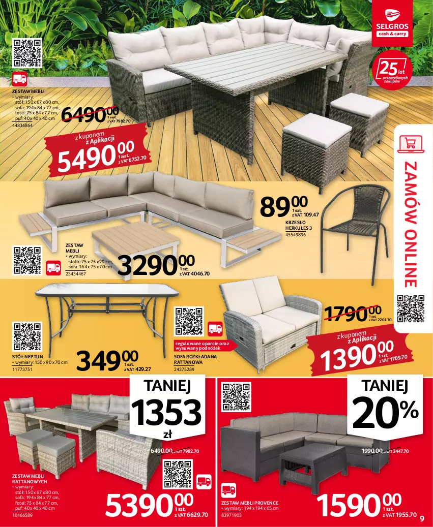 Gazetka promocyjna Selgros - Oferta przemysłowa - ważna 15.06 do 29.06.2022 - strona 9 - produkty: Fa, Fotel, Krzesło, Podnóżek, Puf, Sofa, Sofa rozkładana, Stół, Stolik