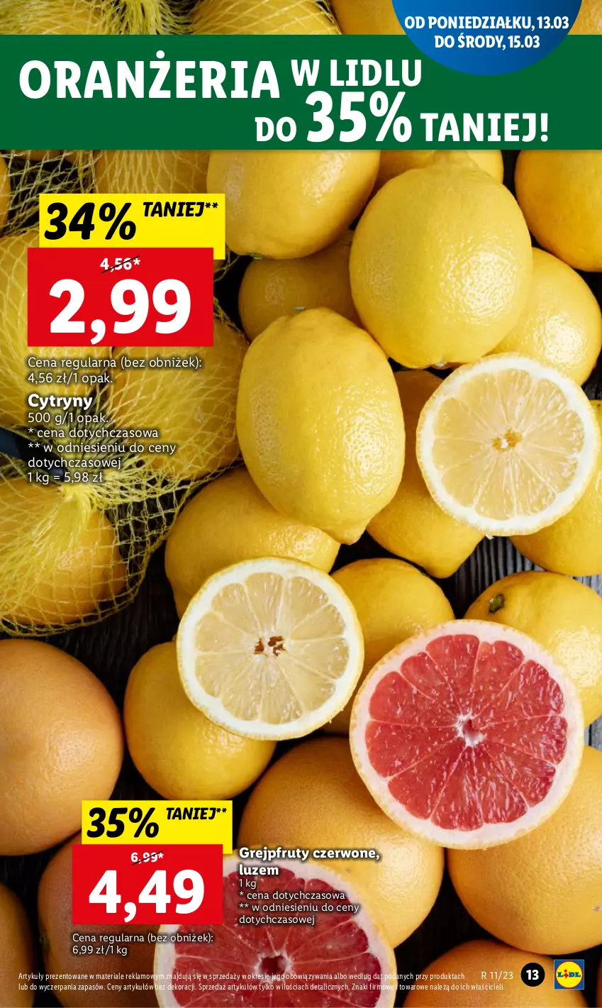 Gazetka promocyjna Lidl - GAZETKA - ważna 13.03 do 15.03.2023 - strona 13 - produkty: Cytryny, Grejpfrut