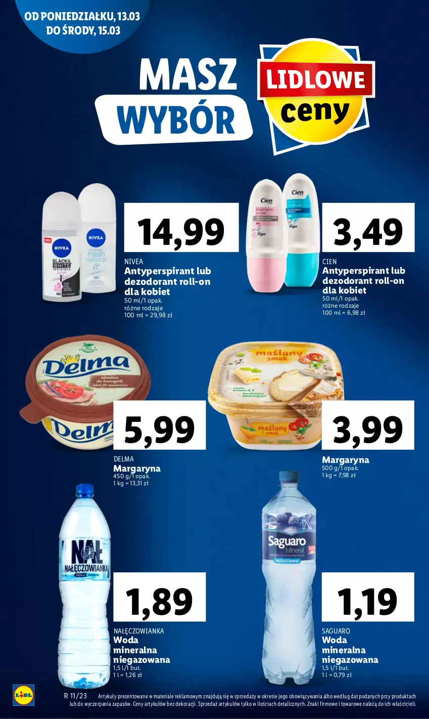 Gazetka promocyjna Lidl - GAZETKA - ważna 13.03 do 15.03.2023 - strona 20 - produkty: Antyperspirant, Delma, Dezodorant, Margaryna, Nałęczowianka, Nivea, Woda, Woda mineralna