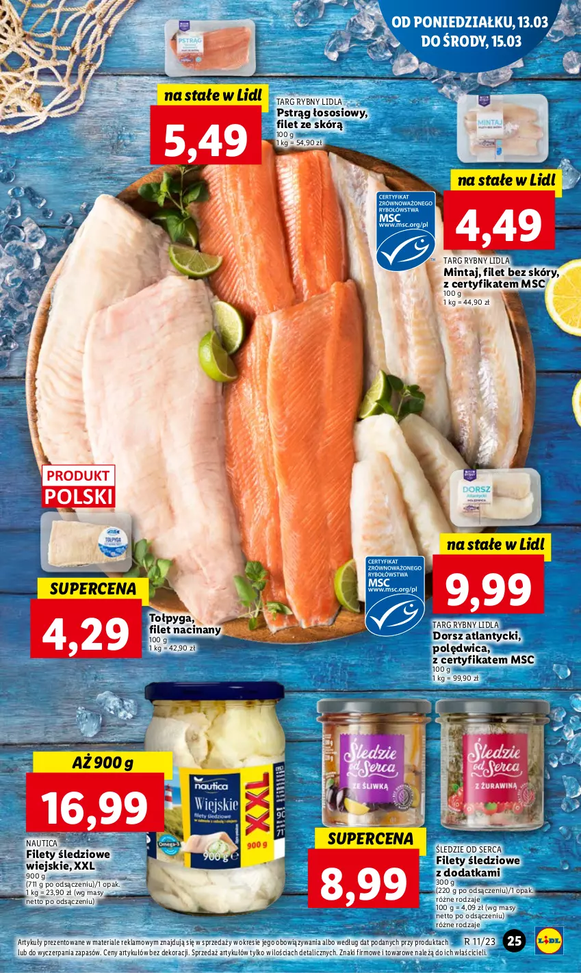 Gazetka promocyjna Lidl - GAZETKA - ważna 13.03 do 15.03.2023 - strona 29 - produkty: Dorsz, Mintaj, Polędwica, Pstrąg, Pstrąg łososiowy, Ser, Sos, Tołpyga