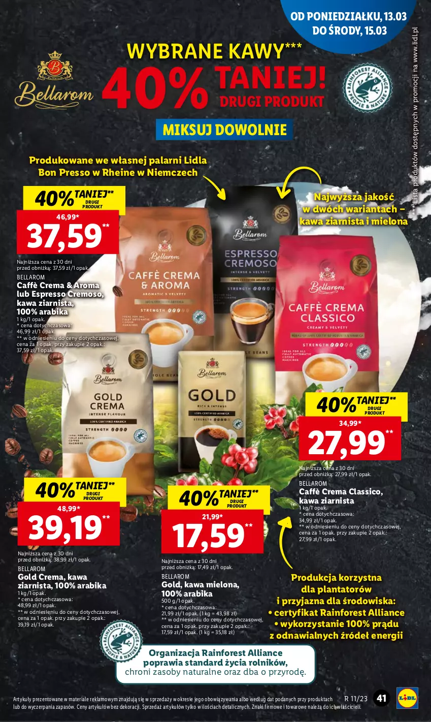 Gazetka promocyjna Lidl - GAZETKA - ważna 13.03 do 15.03.2023 - strona 47 - produkty: Bell, Bella, Kawa, Kawa mielona, Kawa ziarnista, Rolnik