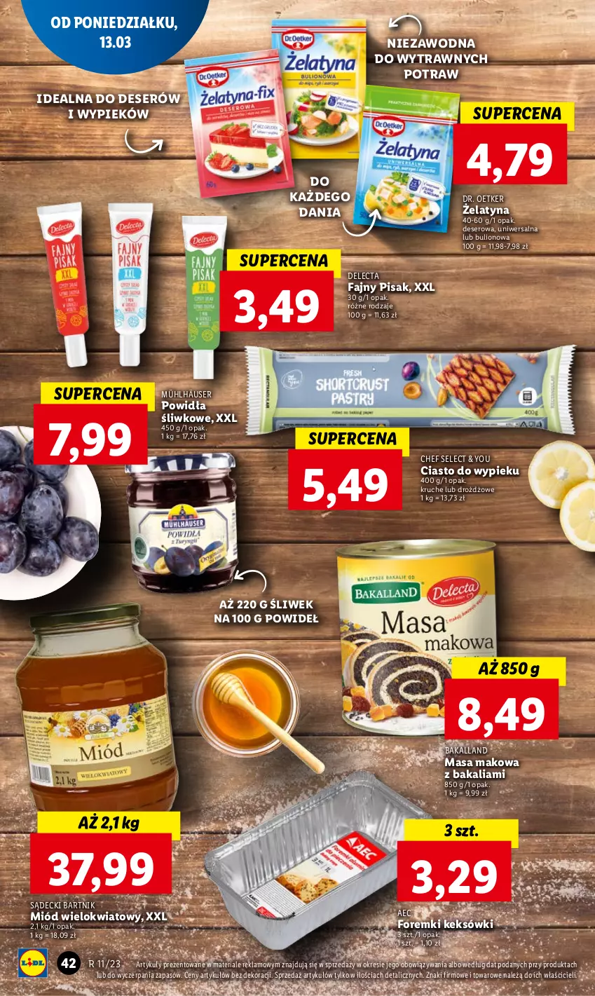 Gazetka promocyjna Lidl - GAZETKA - ważna 13.03 do 15.03.2023 - strona 48 - produkty: Bakalland, Bulion, Delecta, Deser, Fa, Foremki, Lion, Miód, Ser