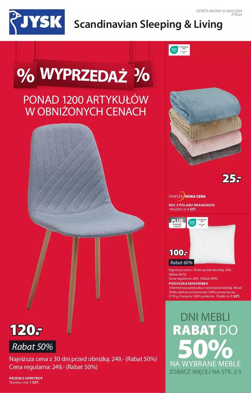 Gazetka promocyjna Jysk - Oferta tygodnia - ważna 10.01 do 28.01.2024 - strona 2 - produkty: Koc, Krzesło, Meble, Poduszka, Sok