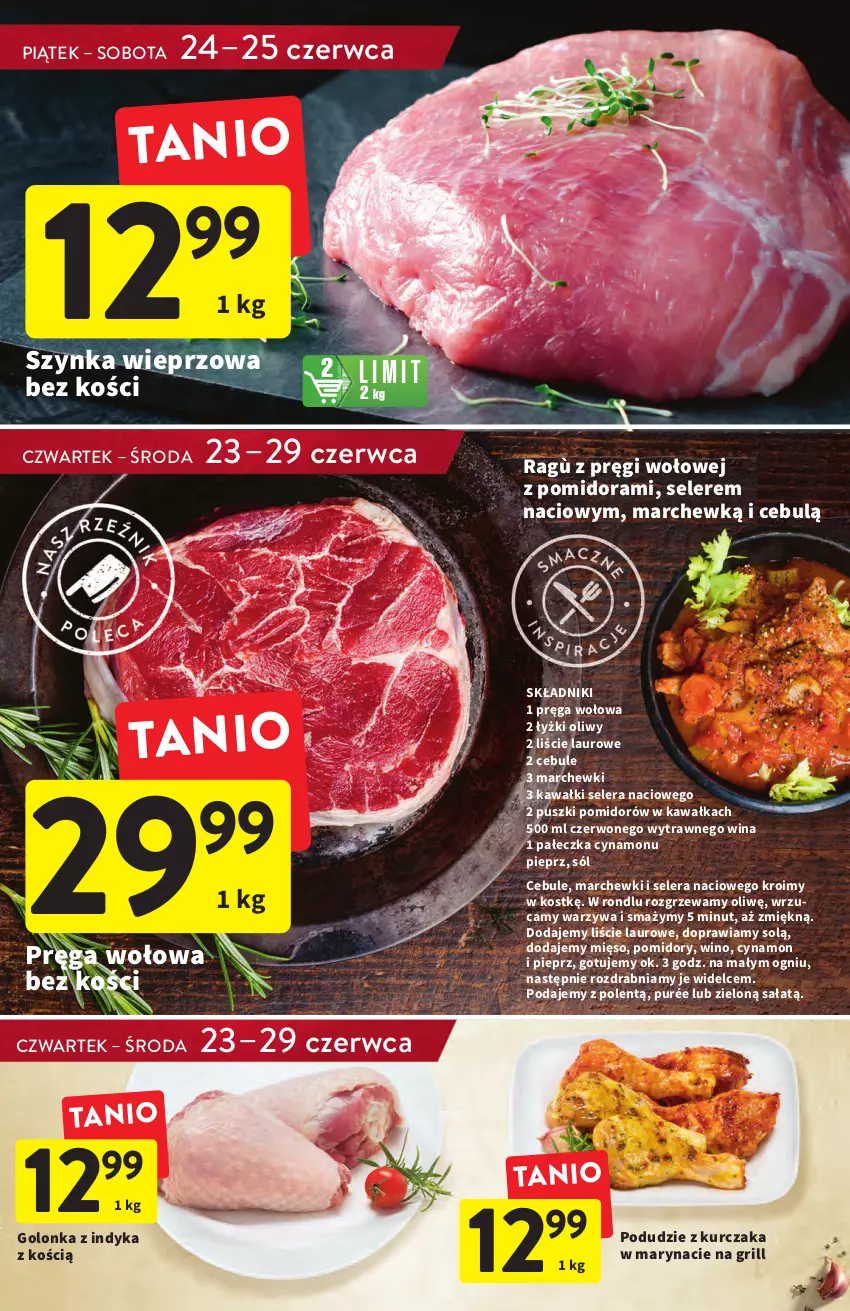 Gazetka promocyjna Intermarche - Start Tygodnia - ważna 27.06 do 29.06.2022 - strona 13 - produkty: Golonka z indyka, Grill, Kawa, Kurczak, Laur, Mięso, Pieprz, Podudzie z kurczaka, Pomidory, Pręga wołowa, Pur, Sałat, Sól, Szynka, Szynka wieprzowa, Warzywa, Wino