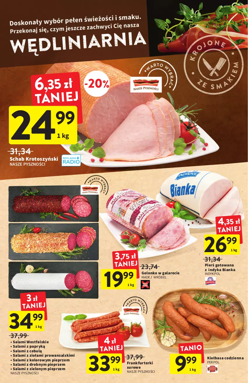 Gazetka promocyjna Intermarche - Start Tygodnia - ważna 27.06 do 29.06.2022 - strona 16 - produkty: Bianka, Fa, Frankfurterki, Gala, Kiełbasa, Madej Wróbel, Pekpol, Pieprz, Salami, Salami z papryką, Schab krotoszyński