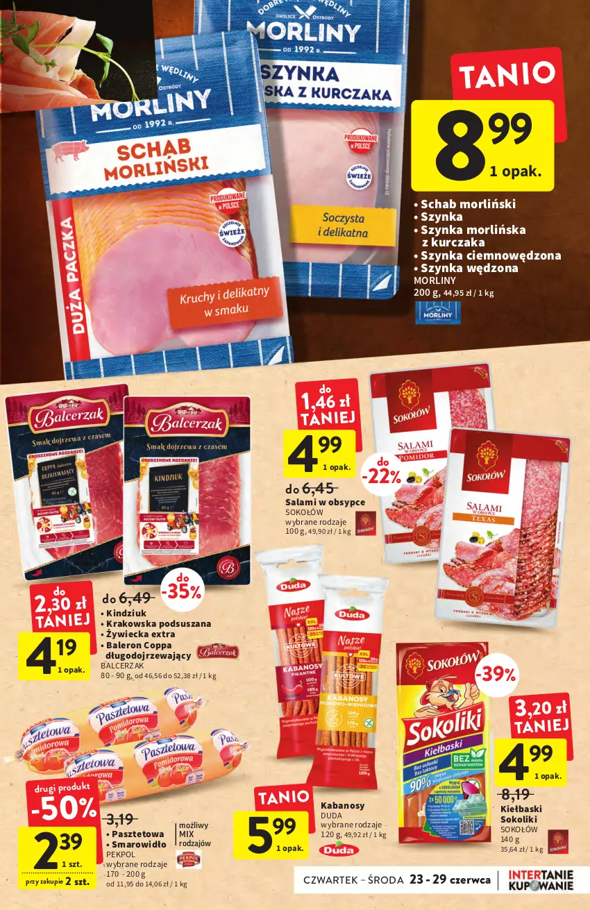 Gazetka promocyjna Intermarche - Start Tygodnia - ważna 27.06 do 29.06.2022 - strona 17 - produkty: Duda, Kabanos, Kindziuk, Kurczak, Morliny, Pasztet, Pekpol, Salami, Sok, Sokołów, Szynka