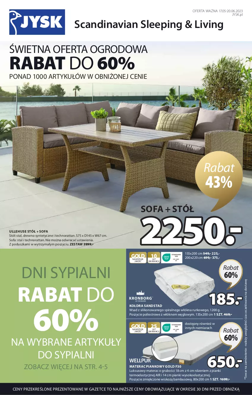 Gazetka promocyjna Jysk - Oferta tygodnia - ważna 17.05 do 20.06.2023 - strona 2 - produkty: Fa, Kołdra, Materac, Materac piankowy, Poduszka, Sofa, Sok, Stół, Tera