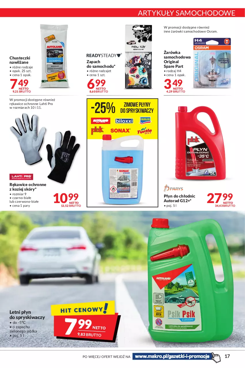 Gazetka promocyjna Makro - [Oferta promocyjna] Artykuły spożywcze i przemysłowe - ważna 08.03 do 21.03.2022 - strona 17 - produkty: Chusteczki, Gin, Jabłka, Płyn do chłodnic, Płyn do spryskiwaczy, Rękawice, Rękawice ochronne