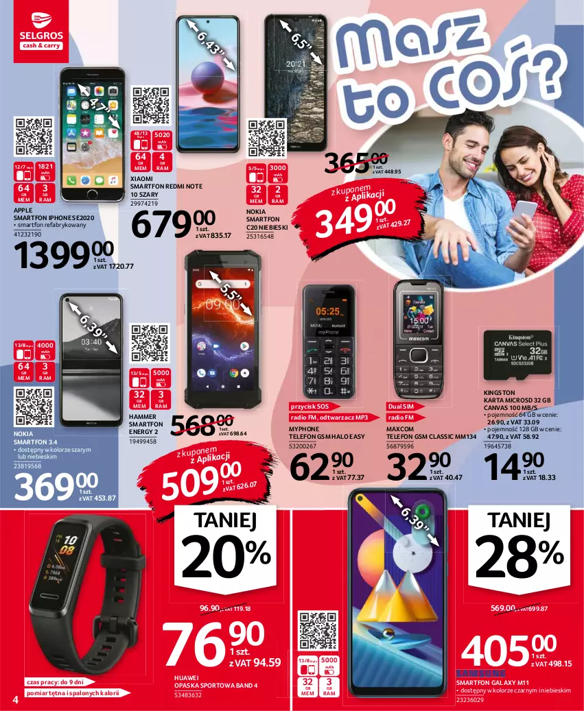 Gazetka promocyjna Selgros - Oferta przemysłowa - ważna 30.09 do 13.10.2021 - strona 4 - produkty: Fa, Gala, Halo, Huawei, IPhone SE, MyPhone, Nokia, Opaska, Por, Redmi Note, Smartfon, Sos, Sport, Telefon