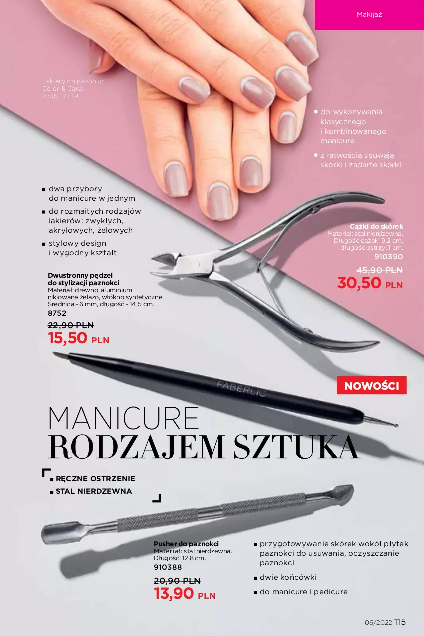 Gazetka promocyjna Faberlic - ważna 04.04 do 24.04.2022 - strona 115 - produkty: Cążki, Cążki do skórek, Lakier, Makijaż, Manicure i pedicure