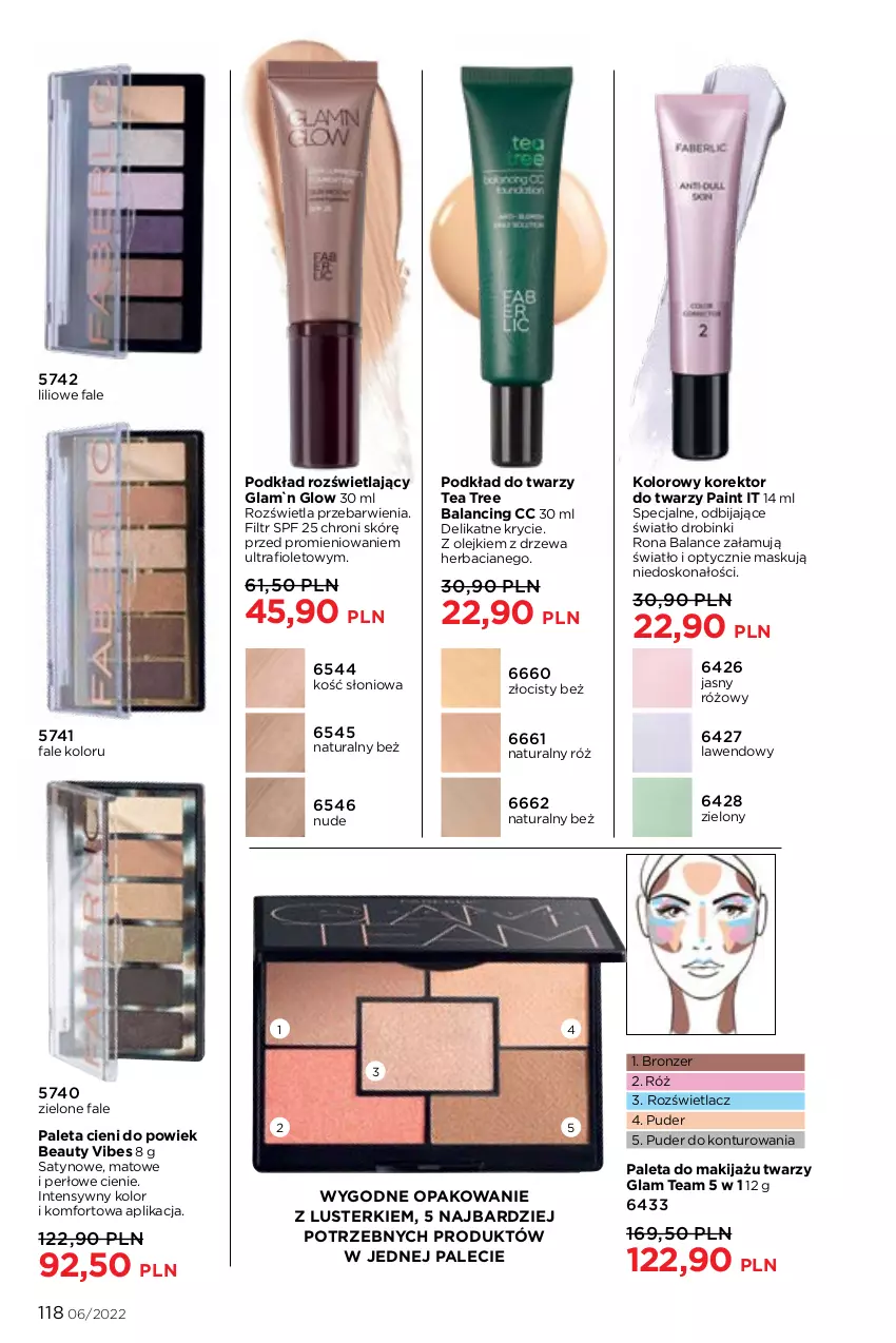 Gazetka promocyjna Faberlic - ważna 04.04 do 24.04.2022 - strona 118 - produkty: Bronzer, Fa, Korektor do twarzy, Makijaż, Olej, Paleta, Podkład, Podkład do twarzy, Puder, Rozświetlacz, Tea tree