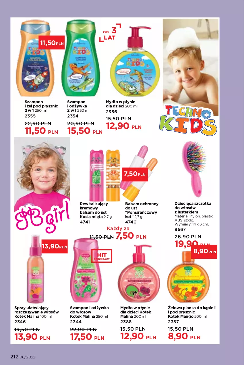 Gazetka promocyjna Faberlic - ważna 04.04 do 24.04.2022 - strona 212 - produkty: Balsam do ust, Dzieci, Koc, Kotek, Mango, Mięta, Mydło, Mydło w płynie, Odżywka, Szampon, Szczotka, Szczotka do włosów