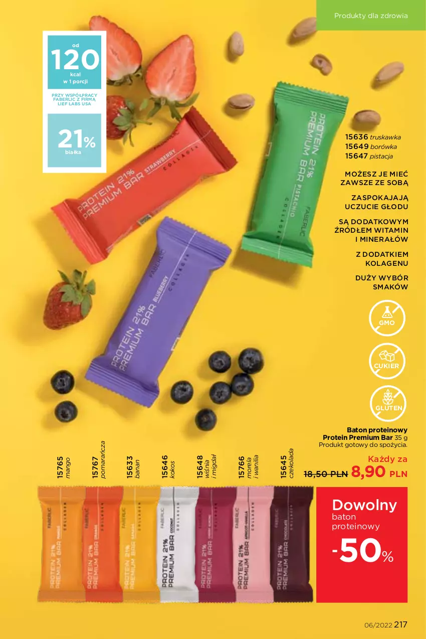 Gazetka promocyjna Faberlic - ważna 04.04 do 24.04.2022 - strona 217 - produkty: Baton, Borówka, Cukier, Czekolada, Fa, Kokos, Kolagen, Mango, Morela, Por