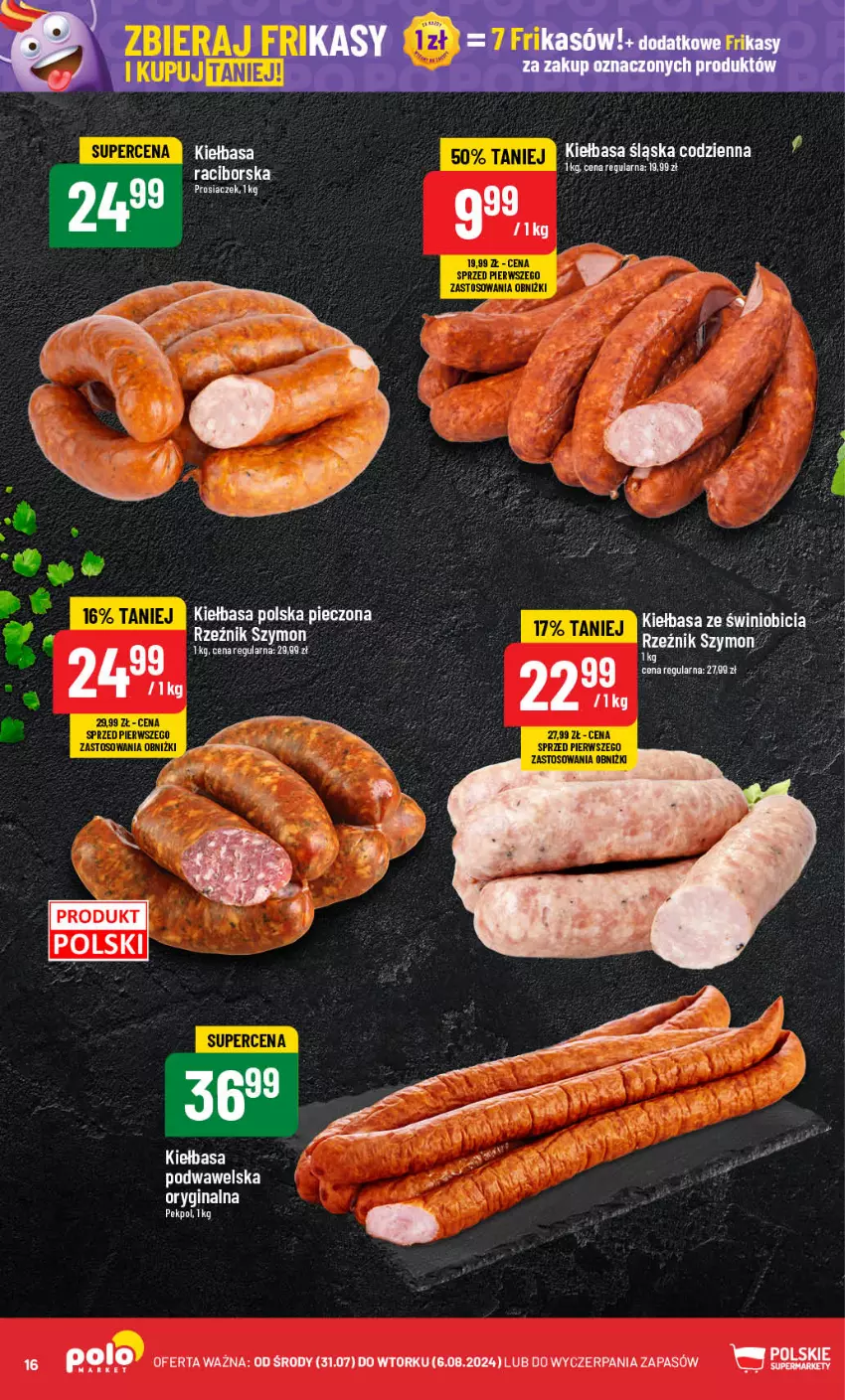 Gazetka promocyjna PoloMarket - Gazetka pomocyjna - ważna 31.07 do 06.08.2024 - strona 16 - produkty: Gin, Kiełbasa, Kiełbasa podwawelska, Kiełbasa śląska, Ser, Wawel