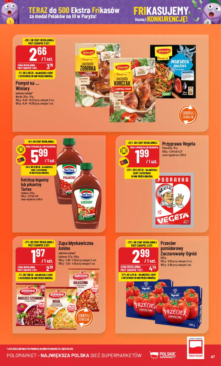 Gazetka promocyjna PoloMarket - Gazetka pomocyjna - ważna 31.07 do 06.08.2024 - strona 47 - produkty: Ketchup, Laur, Makaron, Ogród, Podravka, Ryż, Tera, Vegeta, Winiary, Zupa