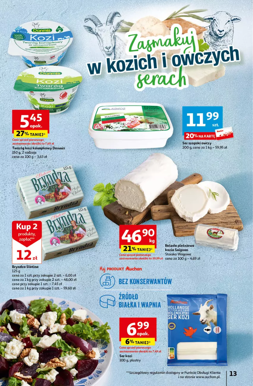 Gazetka promocyjna Auchan - Gazetka Mamy wiosnę Ale jazda! Hipermarket Auchan - ważna 18.04 do 24.04.2024 - strona 13 - produkty: Bryndza, Fa, Ser, Ser kozi, Twaróg