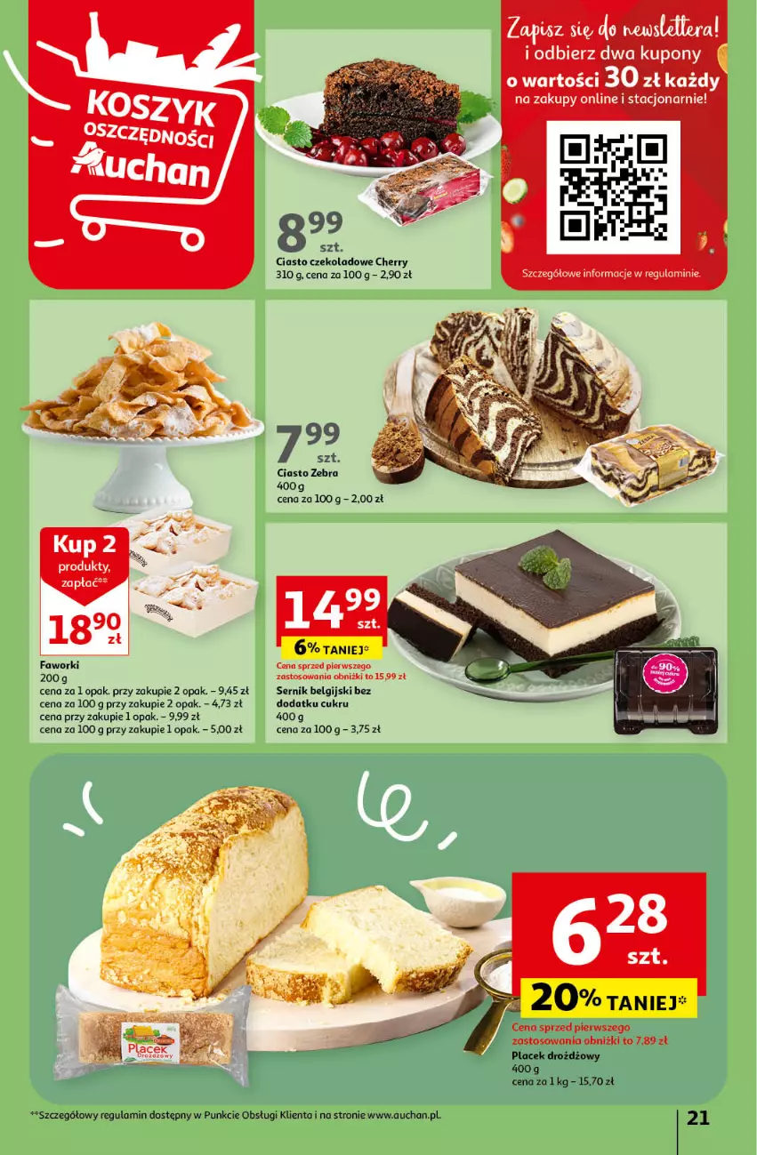 Gazetka promocyjna Auchan - Gazetka Mamy wiosnę Ale jazda! Hipermarket Auchan - ważna 18.04 do 24.04.2024 - strona 21 - produkty: Ciasto czekoladowe, Fa, Faworki, LG, Ser