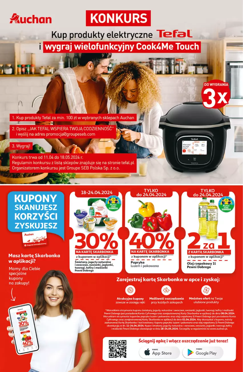 Gazetka promocyjna Auchan - Gazetka Mamy wiosnę Ale jazda! Hipermarket Auchan - ważna 18.04 do 24.04.2024 - strona 3 - produkty: Jogurt, Kefir, Lanki, Olej, Olej rzepakowy