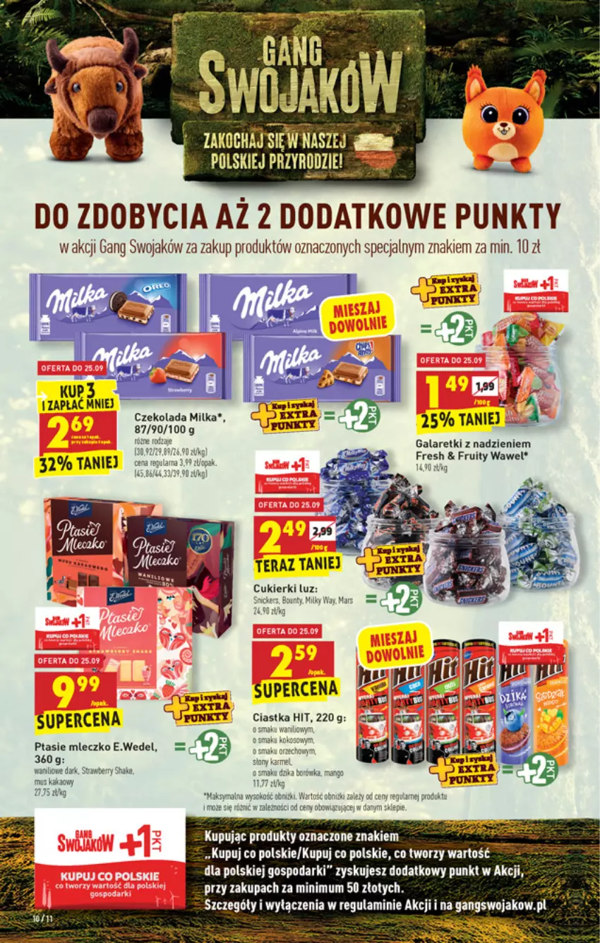 Gazetka promocyjna Biedronka - W tym tygodniu - ważna 23.09 do 29.09.2021 - strona 10 - produkty: Bounty, Ciastka, Cukier, Cukierki, Czekolada, Gala, Galaretki, Inka, Kakao, Mars, Milka, Milky Way, Mleczko, Mus, Ptasie mleczko, Tera, Wawel