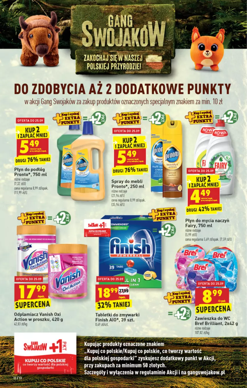 Gazetka promocyjna Biedronka - W tym tygodniu - ważna 23.09 do 29.09.2021 - strona 12 - produkty: Bref, Fa, Fairy, Finish, Odplamiacz, Pronto, Tablet, Tabletki do zmywarki, Vanish, Zawieszka do wc, Zmywarki