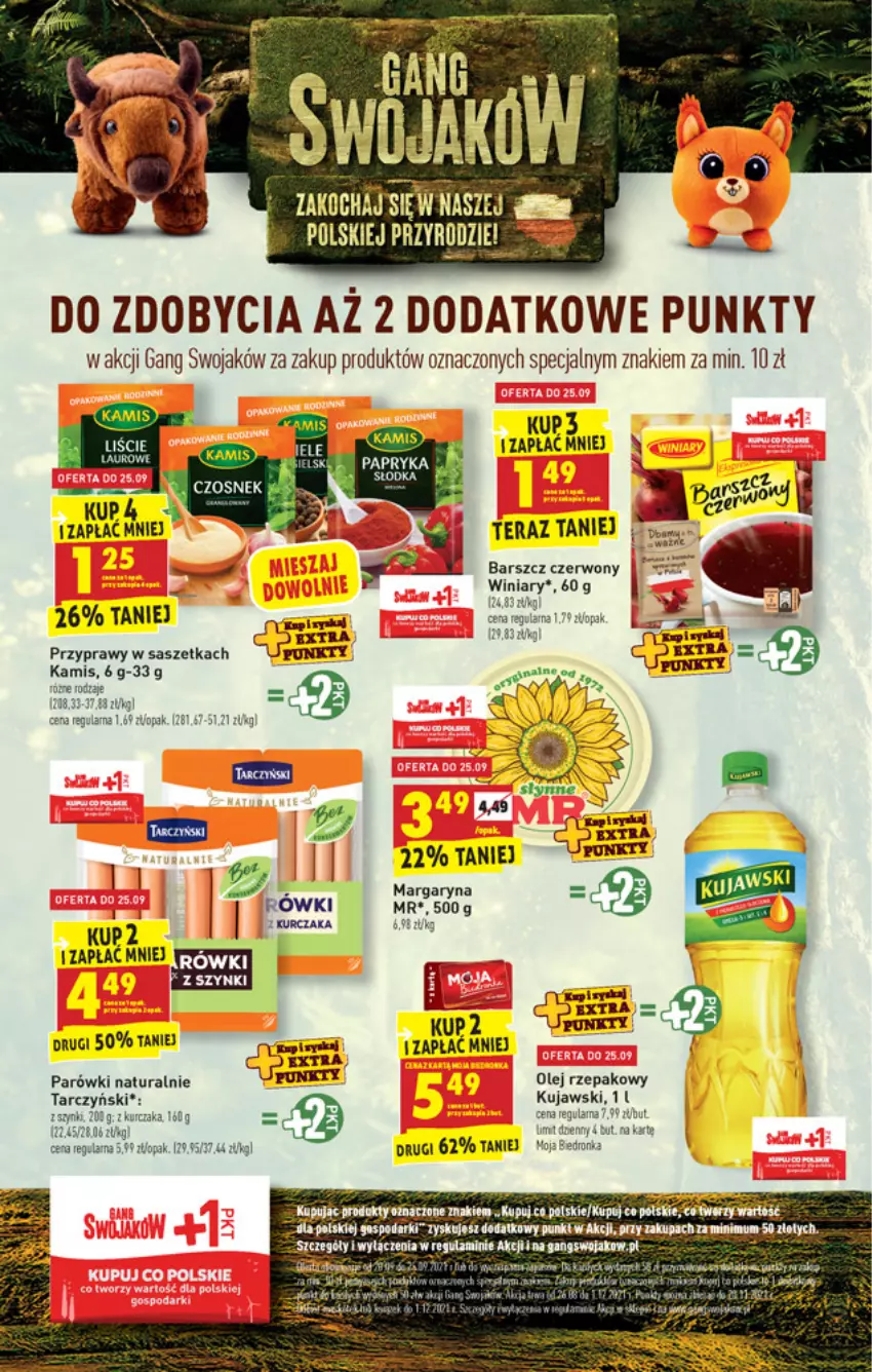 Gazetka promocyjna Biedronka - W tym tygodniu - ważna 23.09 do 29.09.2021 - strona 9 - produkty: Dron, Kamis, Kujawski, Kurczak, LG, Margaryna, Olej, Olej rzepakowy, Parówki, Przyprawy, Tarczyński, Tera, Winiary