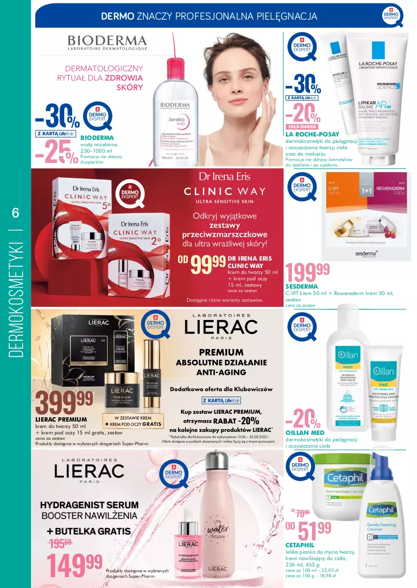 Gazetka promocyjna Super Pharm - Gazetka - ważna 26.05 do 08.06.2022 - strona 6 - produkty: Bioderma, Cetaphil, Clin, Clinic Way, La Roche-Posay, Lierac, Oillan, Sesderma