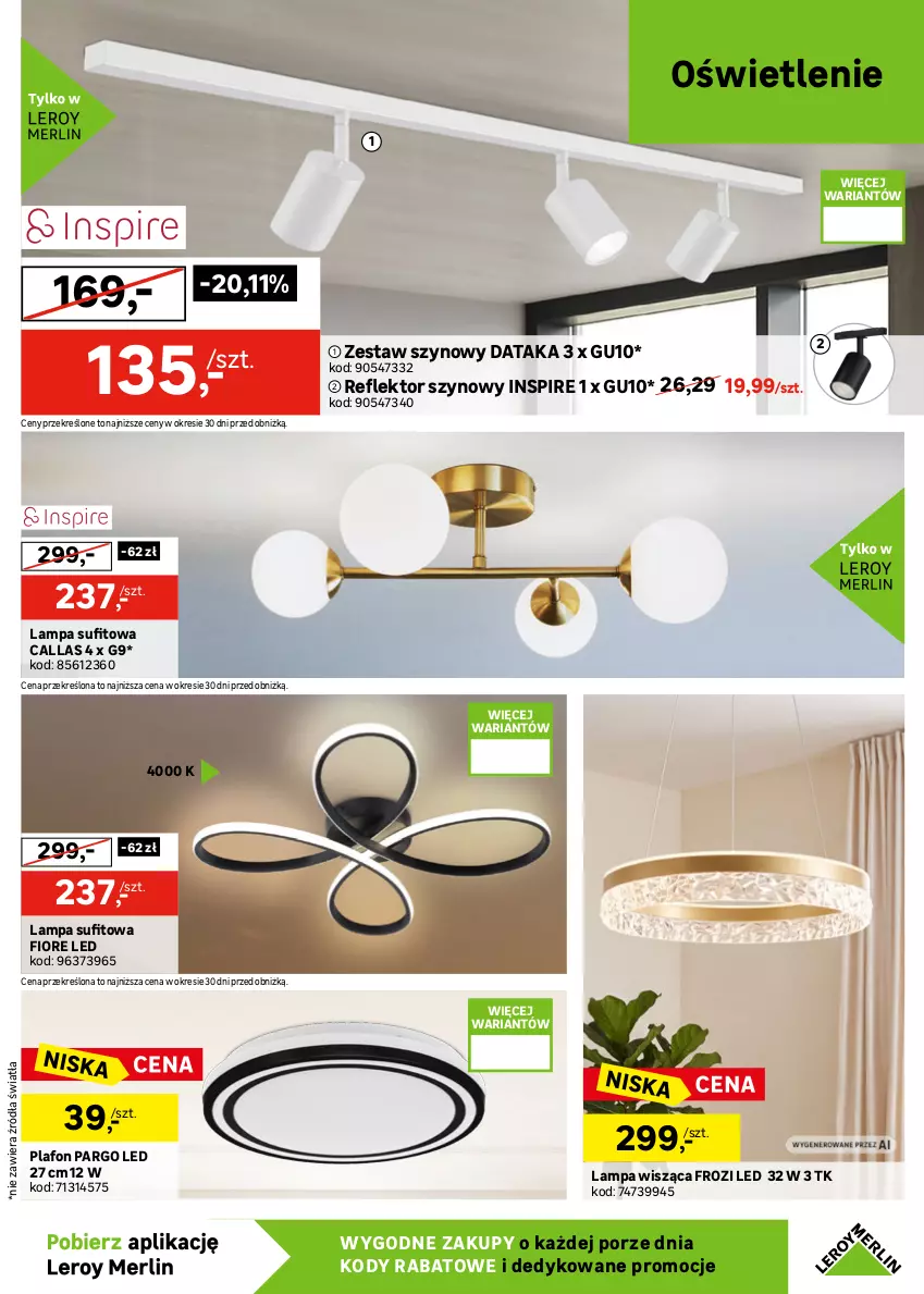 Gazetka promocyjna Leroy Merlin - Gazetka Leroy Merlin - ważna 09.09 do 29.09.2026 - strona 13 - produkty: Firana, Karnisz, Lampa, Lampa sufitowa, Lampa wisząca, Listwa, Plafon, Por, Poszewka, Reflektor, Roleta, Szyna, Zasłona