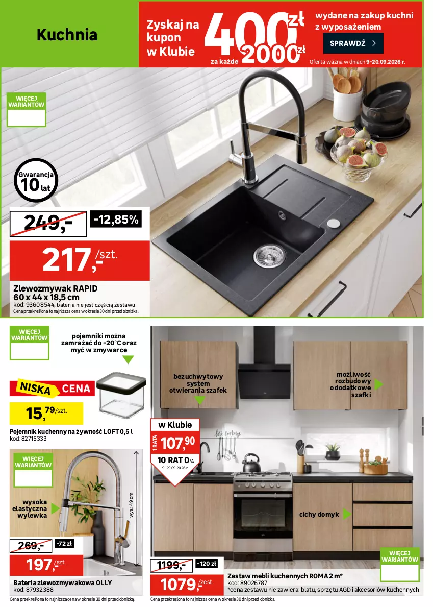 Gazetka promocyjna Leroy Merlin - Gazetka Leroy Merlin - ważna 09.09 do 29.09.2026 - strona 16 - produkty: Bateria, Bateria kuchenna, Dron, Gra, Korpusy, Kuchnia, Meble, Pojemnik, Sok, Zestaw mebli kuchennych, Zlew, Zlewozmywak