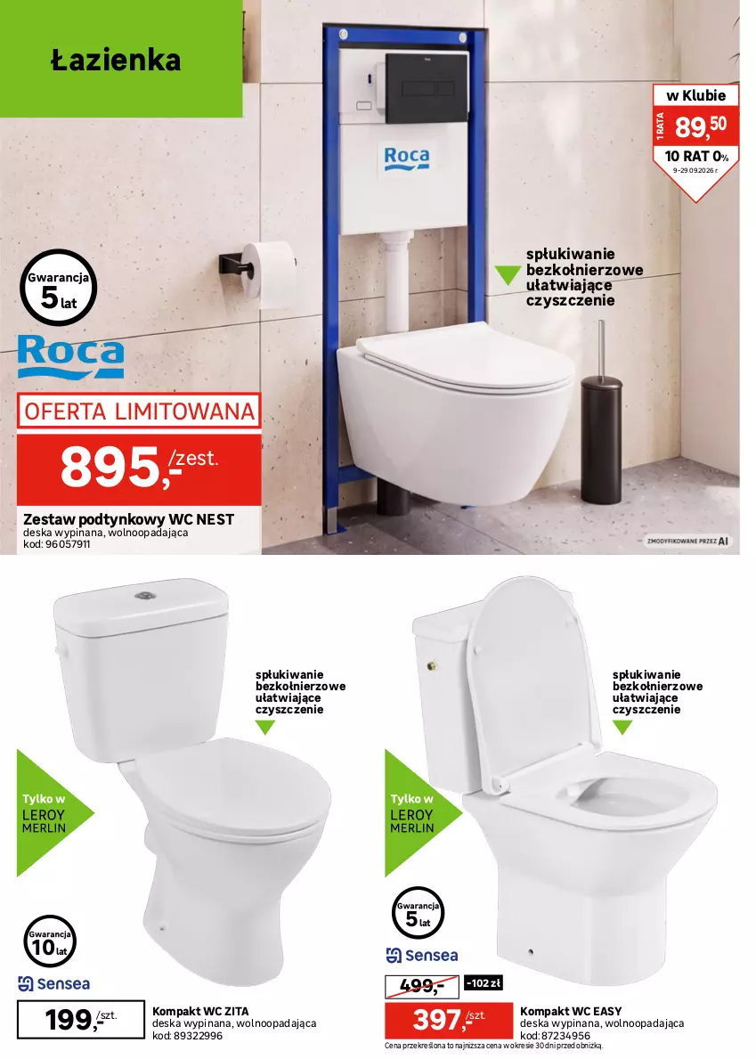 Gazetka promocyjna Leroy Merlin - Gazetka Leroy Merlin - ważna 09.09 do 29.09.2026 - strona 26 - produkty: Deska wolnoopadająca, Kompakt WC, Miska, Miska wisząca, Zestaw podtynkowy WC