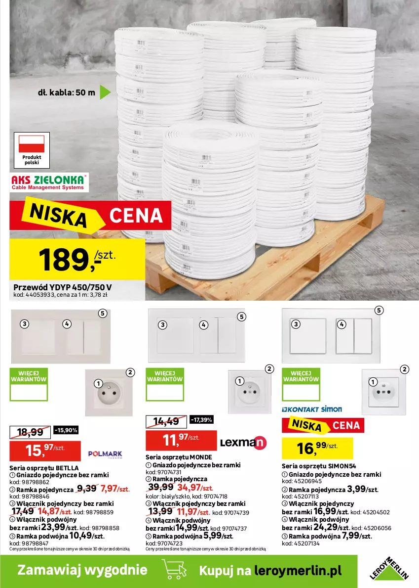 Gazetka promocyjna Leroy Merlin - Gazetka Leroy Merlin - ważna 09.09 do 29.09.2026 - strona 35 - produkty: Gniazdo pojedyncze, Przewód, Ramka, Regał, Rura, Rura wielowarstwowa, Ser, Tablet, Włącznik podwójny, Włącznik pojedynczy