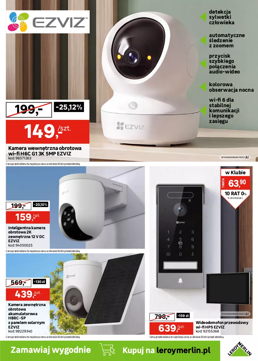 Gazetka promocyjna Leroy Merlin - Gazetka Leroy Merlin - ważna 09.09 do 29.09.2026 - strona 9 - produkty: Akumulator, Chodnik, Domofon, Drzwi, Drzwi wejściowe, HP, Intel, Kamera, Klamka, Lack, Płyta, Ser, Wideodomofon