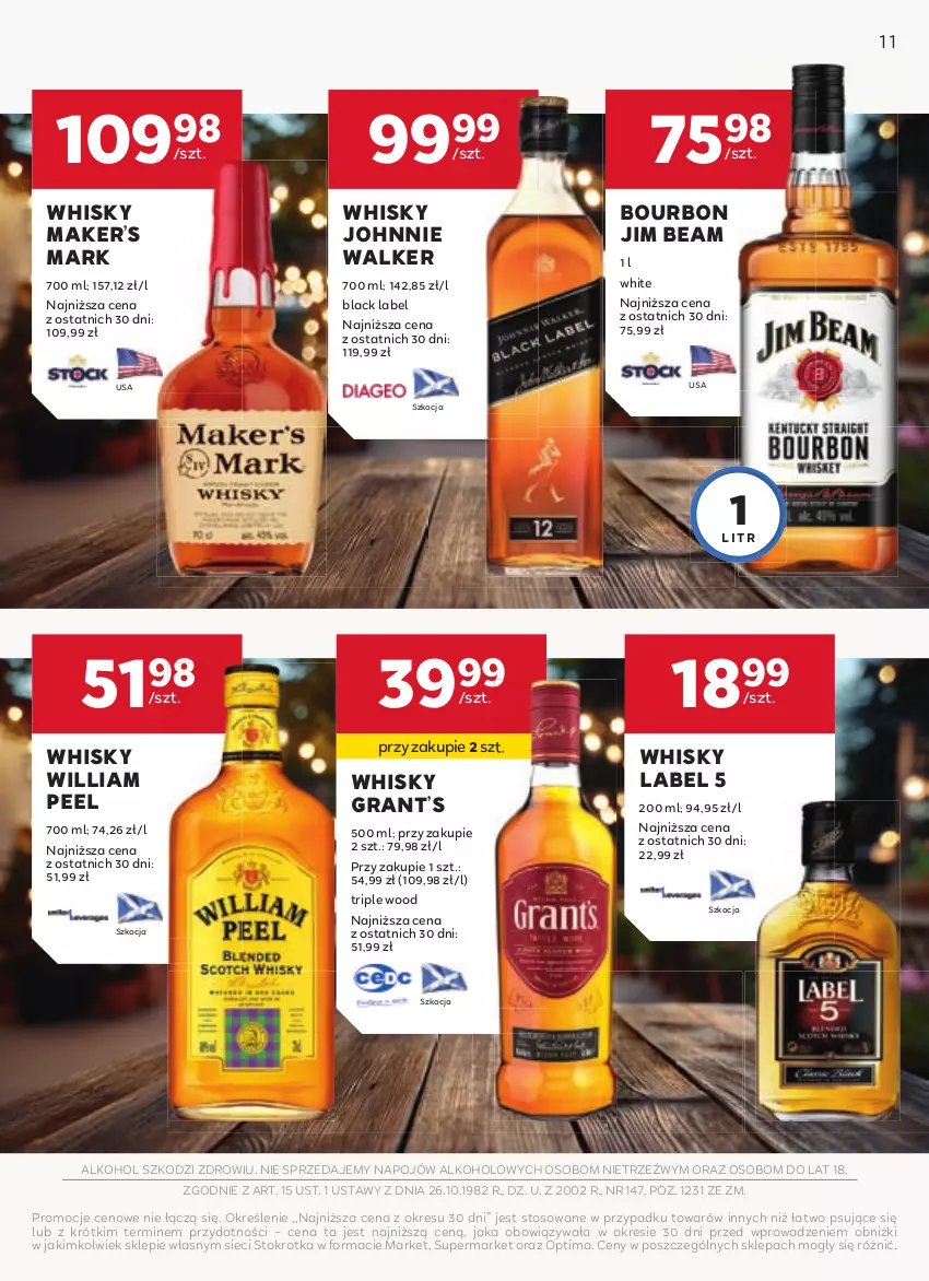 Gazetka promocyjna Stokrotka - W dobrym smaku! - ważna 16.04 do 13.05.2026 - strona 11 - produkty: Bourbon, Gra, Jim Beam, Johnnie Walker, Koc, Lack, Optima, Whisky